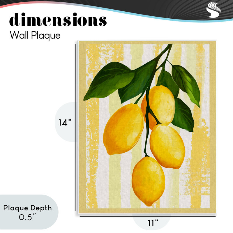 Lemons on Green Branch Wall Plaque, design by Yen
