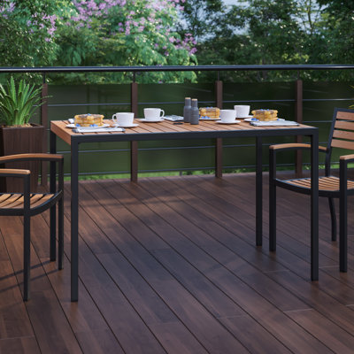Saville All-Weather Faux Teak Patio Dining Table with Steel Frame - Seats 4 by Trent Austin Design