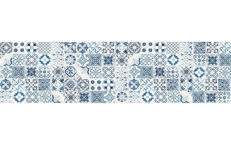 Miera Water Resistant Anti-Fatigue Non-Skid Kitchen Mat, White/Blue, Runner 80 x 300 cm