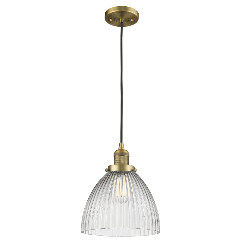Tallulah 1 - Light Single Pendant, 6 Watt Vinage LED Bulb, Brushed Brass