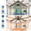 Ventilateur de plafond de 72 pouces avec télécommande, aspect bois, utilisable à l'intérieur et à l'extérieur (terrasses, salon), 8 pales, variateur, minuterie, réversible, moteur CC silencieux, 6 vitesses-1646219265-1646219274-1646219279