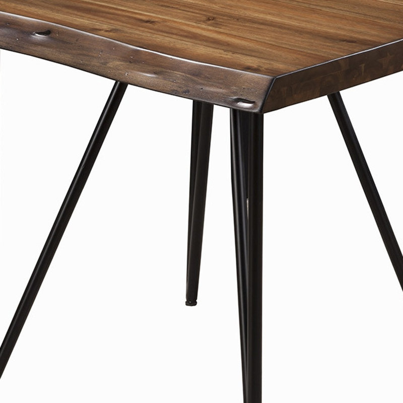 24" Black And Wood Brown Solid Wood End Table