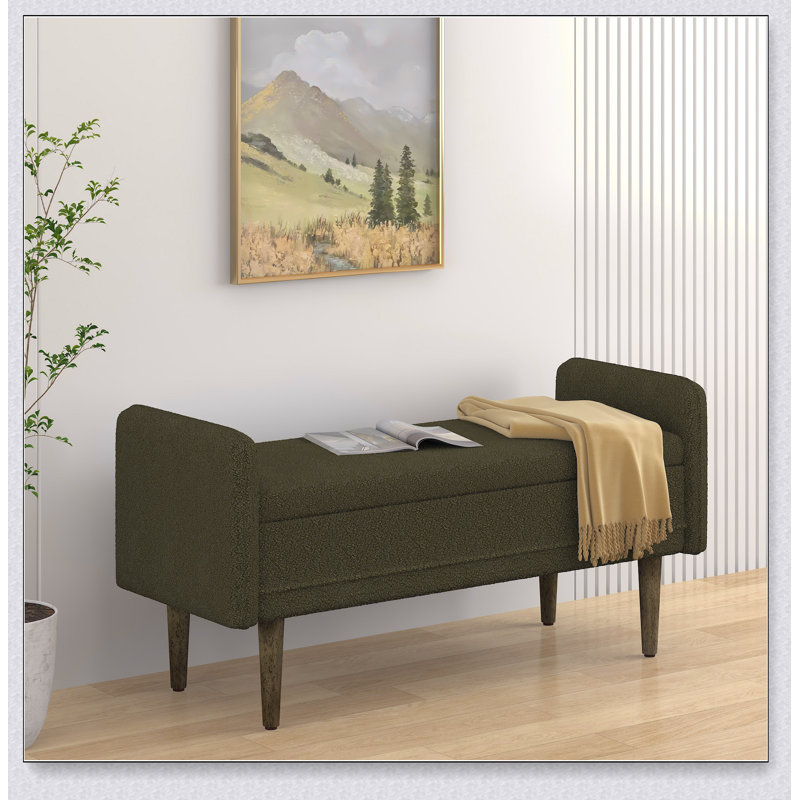 Le tabouret de rangement en velours Teddy, avec espace de rangement, convient aux appartements, salons et chambres à coucher - (16,75 po x 21,75 po)