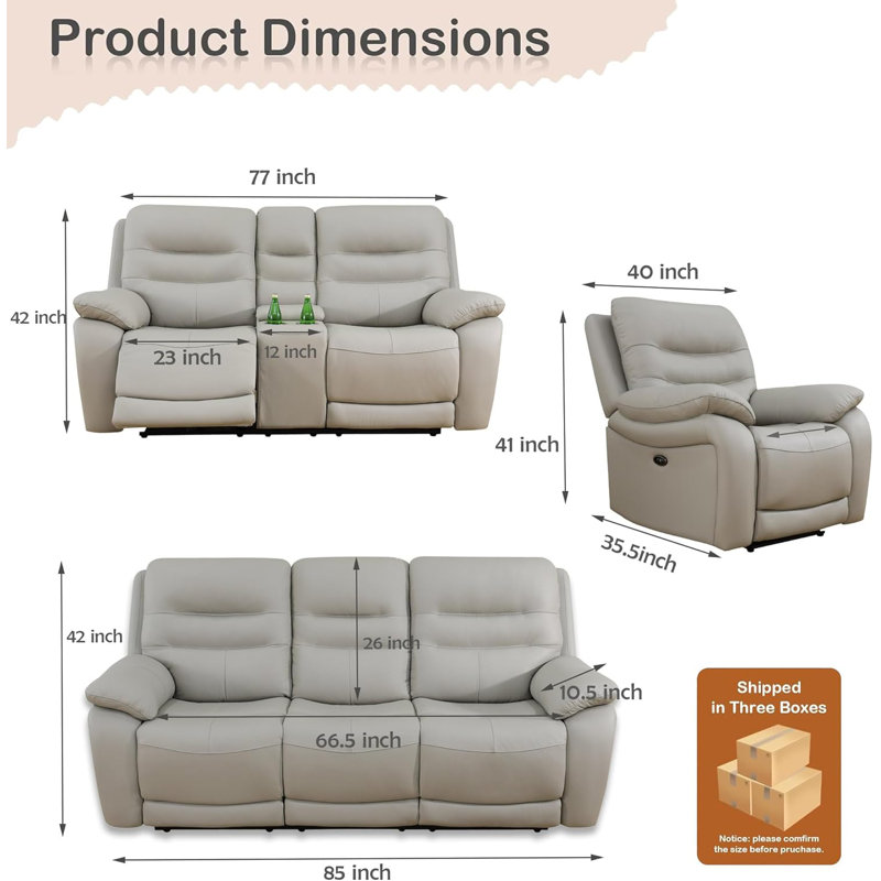 Gerharda 3-Piece Living Room Sofa Set
