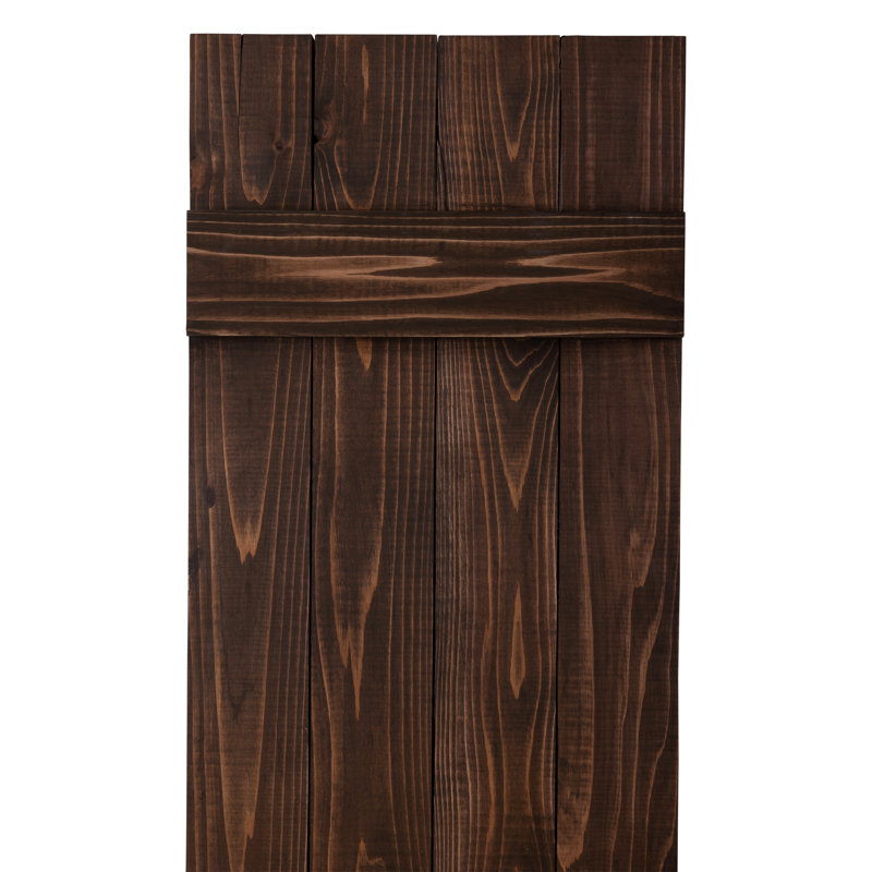 Volets traditionnels pour l'extérieur en planches avec couvre-joints, H 72 po, Brun café