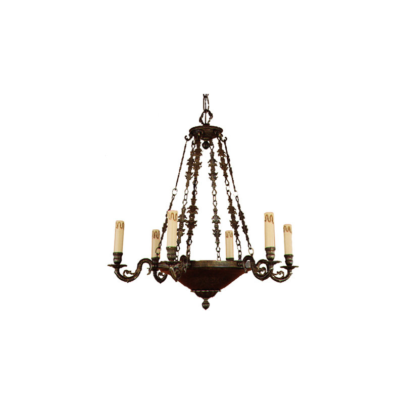 Desantis 6 - Light Candle Style Chandelier, Antique Silver