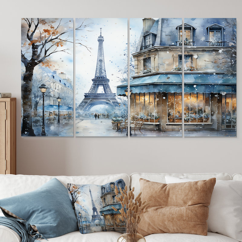 «Gray Urban Parisian Street IV - Paris», art mural 4 pièces, H 28 po x l 48 po