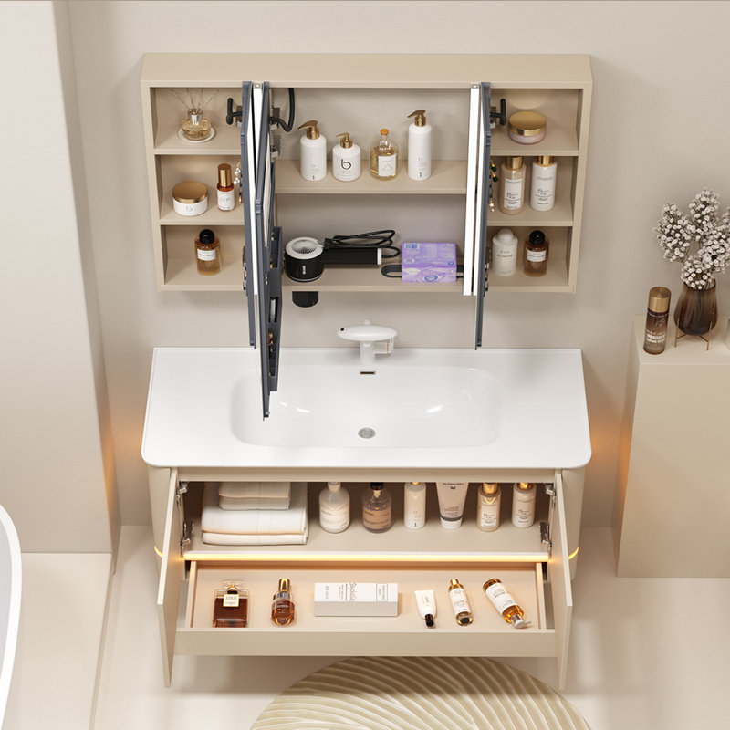 Armoire de salle de bain moderne et luxueuse de style crème