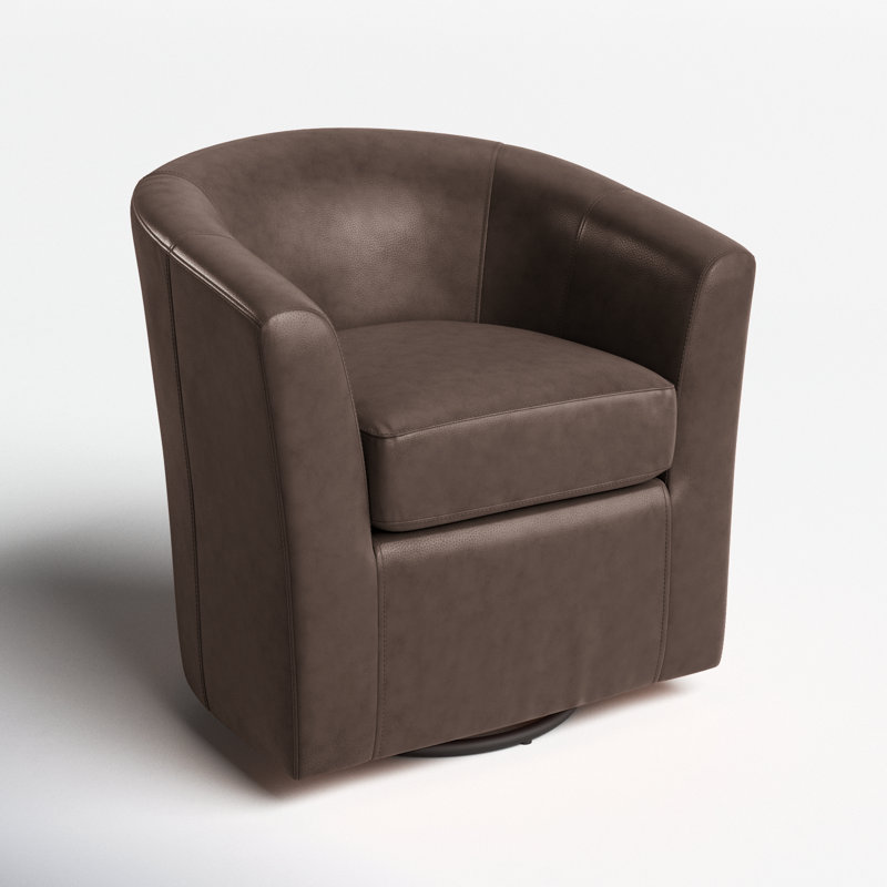 Fauteuil demi-tonneau pivotant de 30,5 cm Hanshaw, Simili cuir brun foncé