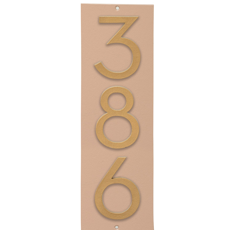 Plaque d’adresse murale sur 1 ligne flottante, Taupe, Or, Oui