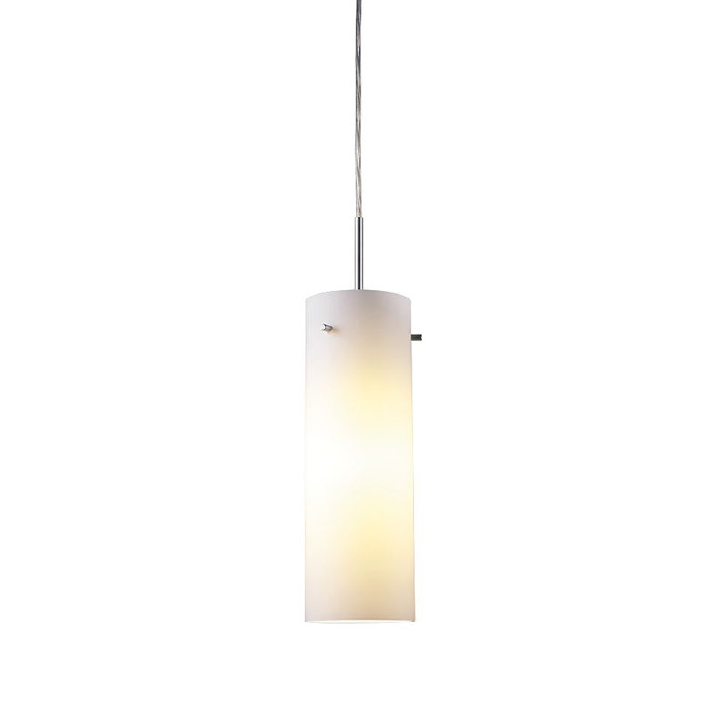 Mini Chrome LED Pendant with White Artisan Glass Shade