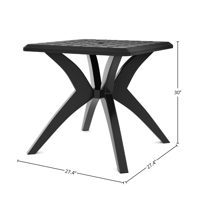 Table d'extérieur Leflar L 27,4 x l 27,4, Noir