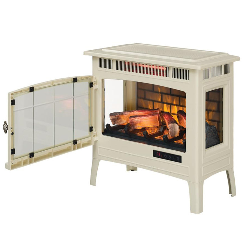 Chaufferette de foyer électrique autoportante avec effet de flamme 3D duraflame pour 1000 pieds carrés Pi. Pièce, crème