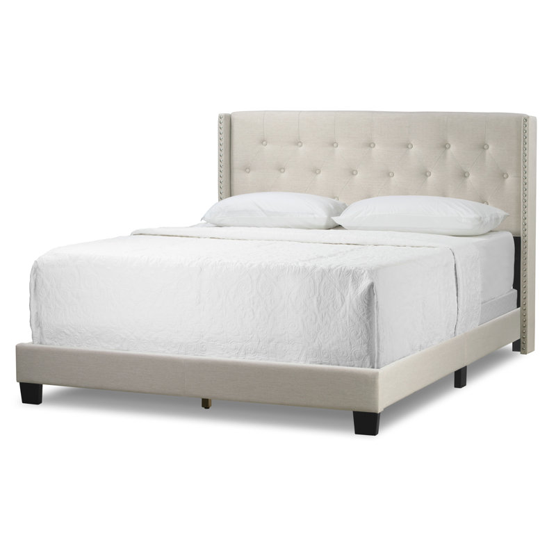 Holliston Upholstered Wingback Bed, Navy Velvet, Queen
