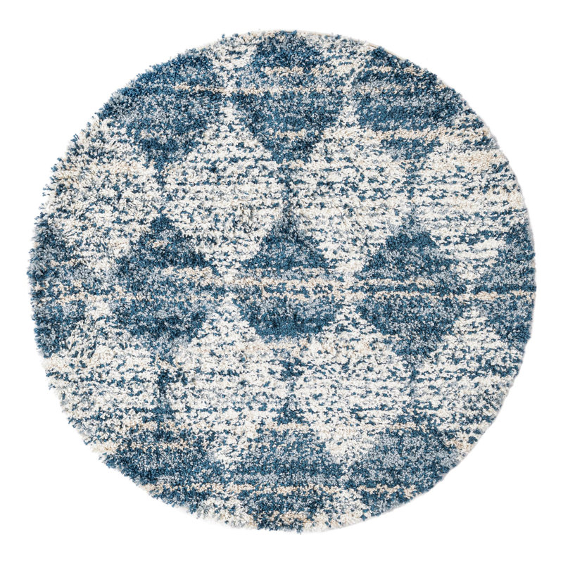 Serenity Shag Geometric Indoor Rug, Round 5'3"