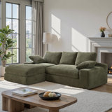 Modern Corduroy Upholstered Sofa  L-Shaped Compressed Sofa, No Assembly Required