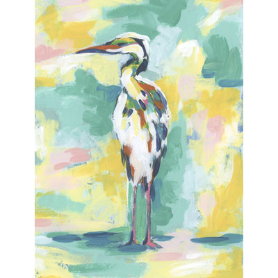 Bright Heron Fresco IV by June Erica Vess - Wrapped Canvas Print