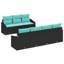  Ensemble de canapé de jardin 8 pièces noir et turquoise 55 x 55 x 37 cm