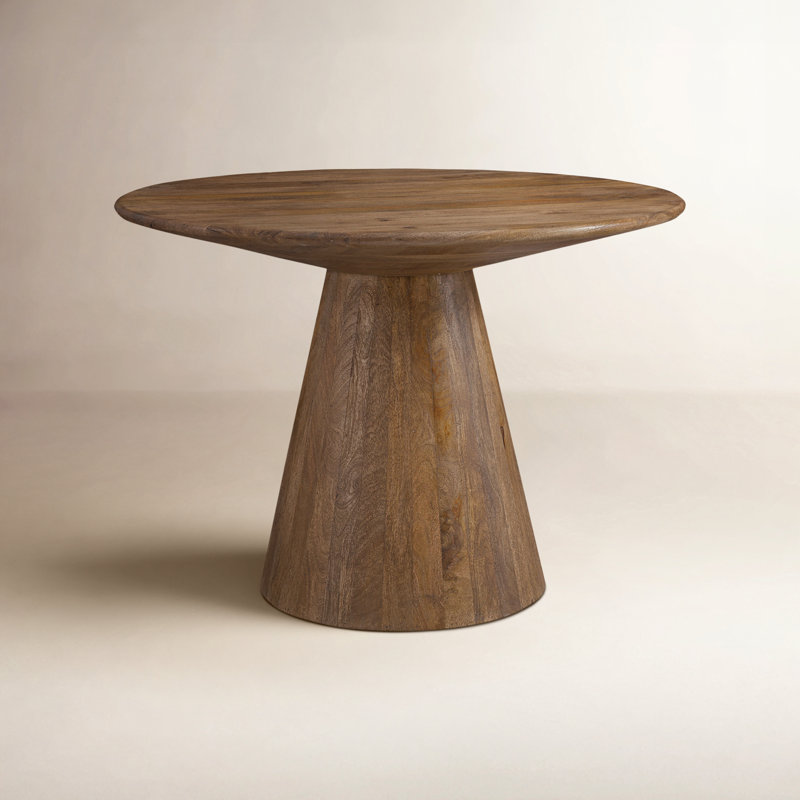 Daelan Mango Round Solid Wood Top with Solid Wood Base Dining Table