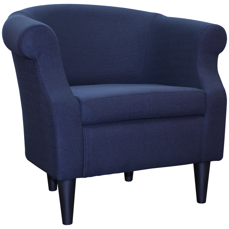 Fauteuil demi-tonneau en polyester Adea, Tissu natté minuit Klein
