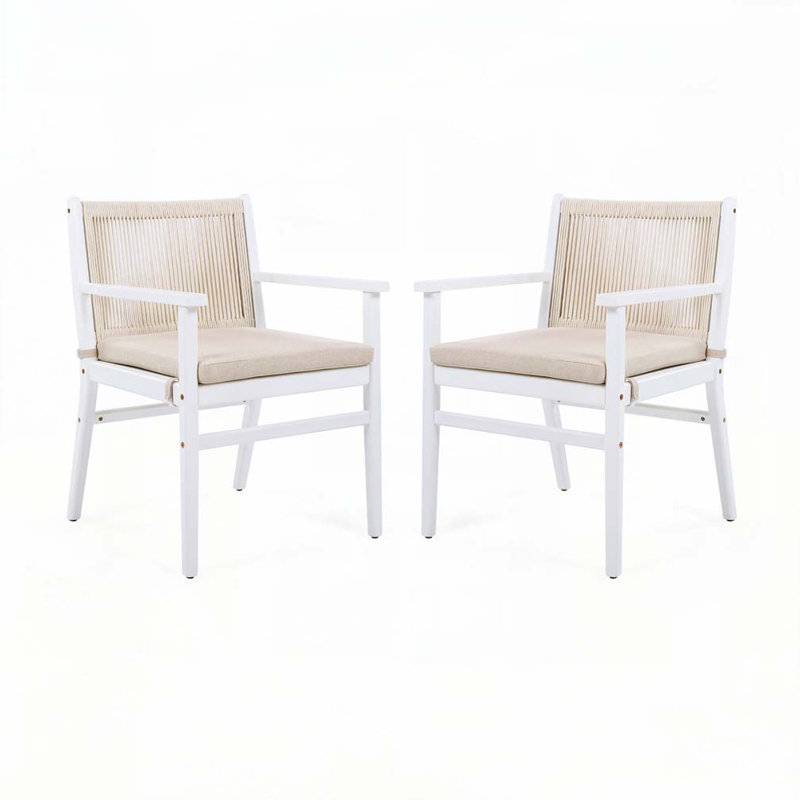 Outdoor Patio Acacia Wood Patio Armchair with Rope Design