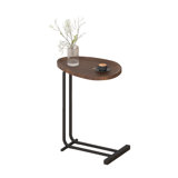 C-Shaped Side Table, C Table End Table For Sofa And Bedside, Couch Side Tables, Wood C-Shaped End Table With Metal Frame Slide For Bedroom Living Room (White)