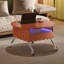 Table basse ronde à plateau relevable avec roues, structure en métal et éclairage multicolore de 27,6 po
