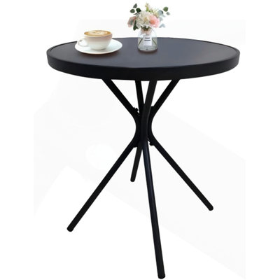 Stylish Tempered Glass Side Table with Black Iron Frame, Easy 10-Minute Assembly for Indoor and Outdoor Use