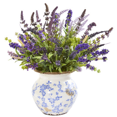 Arrangement floral lavande artificiel en vase
