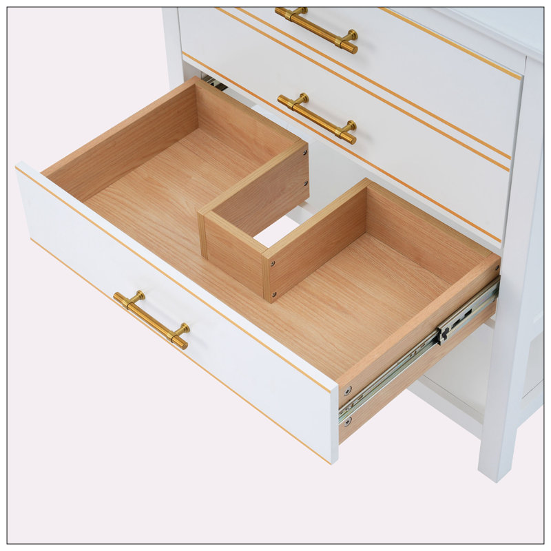 White and Gold Freestanding Single Bathroom Vanity Base