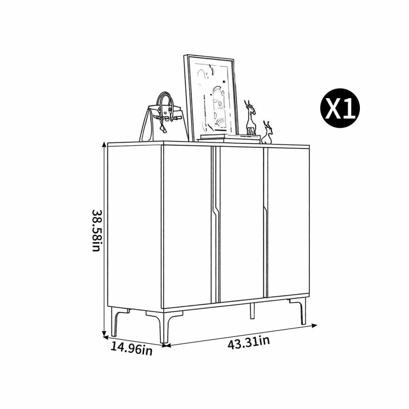 Armoire de rangement pour chaussures Raymer, H 38,58 po x l 43,31 po x P 14,96 po