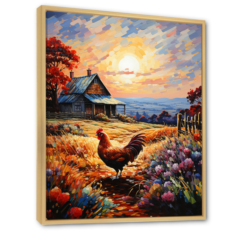 Aylamae Roaster Barnyard Serenade III sur toile, H 20 po x l 12 po x P 1 po, Toile naturelle avec cadre flottant