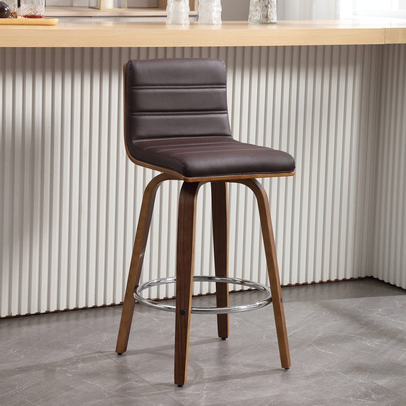 Mariea Swivel Upholstered Counter Stool, Counter Stool (26" Seat Height), Brown