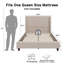 Grande base de lit tapissier à tête de lit à oreilles avec pieds rétro en bois massif, métal robuste et support en lattes de bois-130081783-130081785