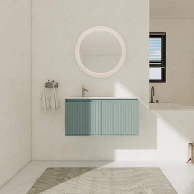 Meuble-lavabo simple 35,83 po avec plateau en résine Caytie