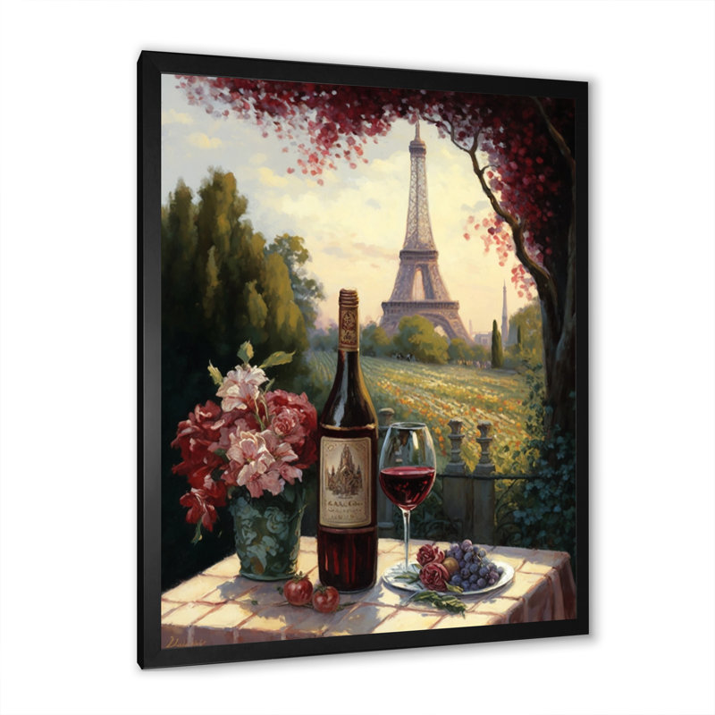 «Savouring Red Wine» par la Tour Eiffel Paris I, reproduction sur toile, H 44 po x l 34 po x P 1,5 po