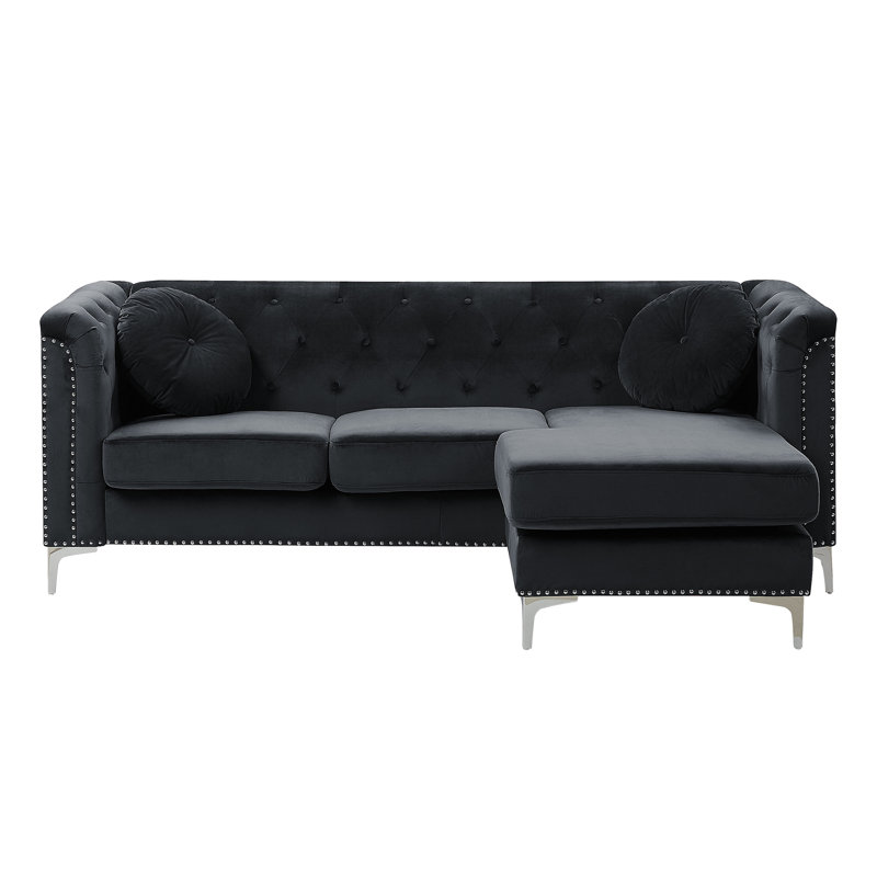 Mosley 3 Seater Corner Sofa , Right, Black