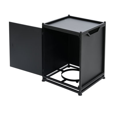 Outdoor Metal Tank Holder Side Table, Matte Black Finish, Modern Design With Simple And Clean Lines, Multi - Functional Use, Powder Coated Iron, 16.02 X 22.32 Size Chic Design, Feature, Iron Frame,