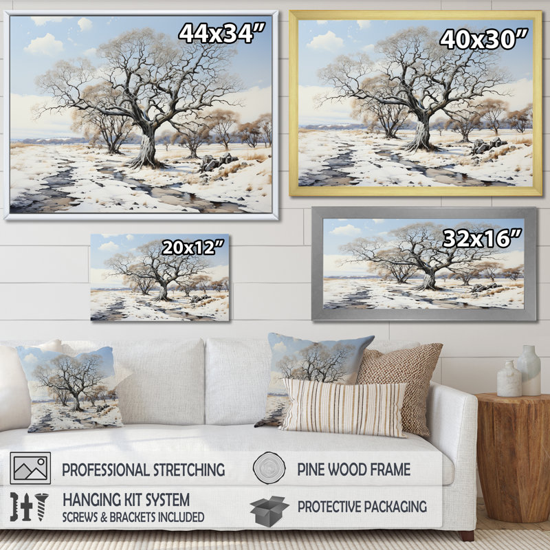 Winters Tree Sycamore 2 - Art mural sycomore, Toile tendue, H 24 po x l 32 po x P 1 po