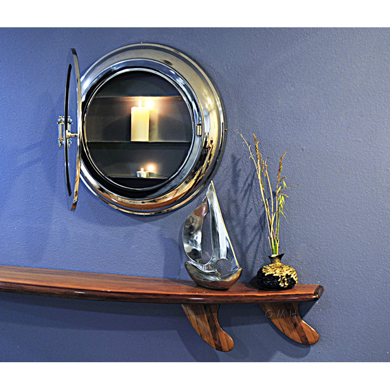 Aluminium Round Wall Mirror with Shelves