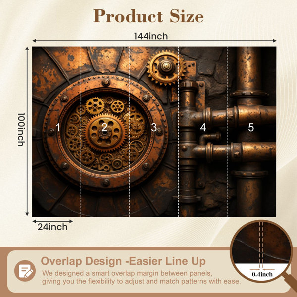 Red Barrel Studio Peel and Stick Wallpaper Steampunk Mechanical Gear ...