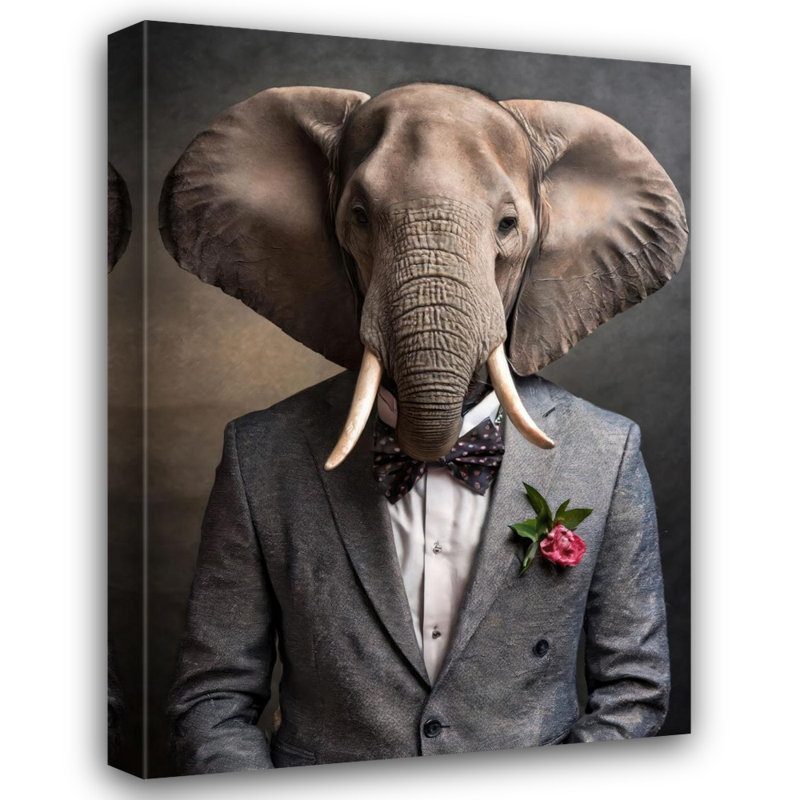 «Éléphant» sur toile, H 18 po x l 15 po