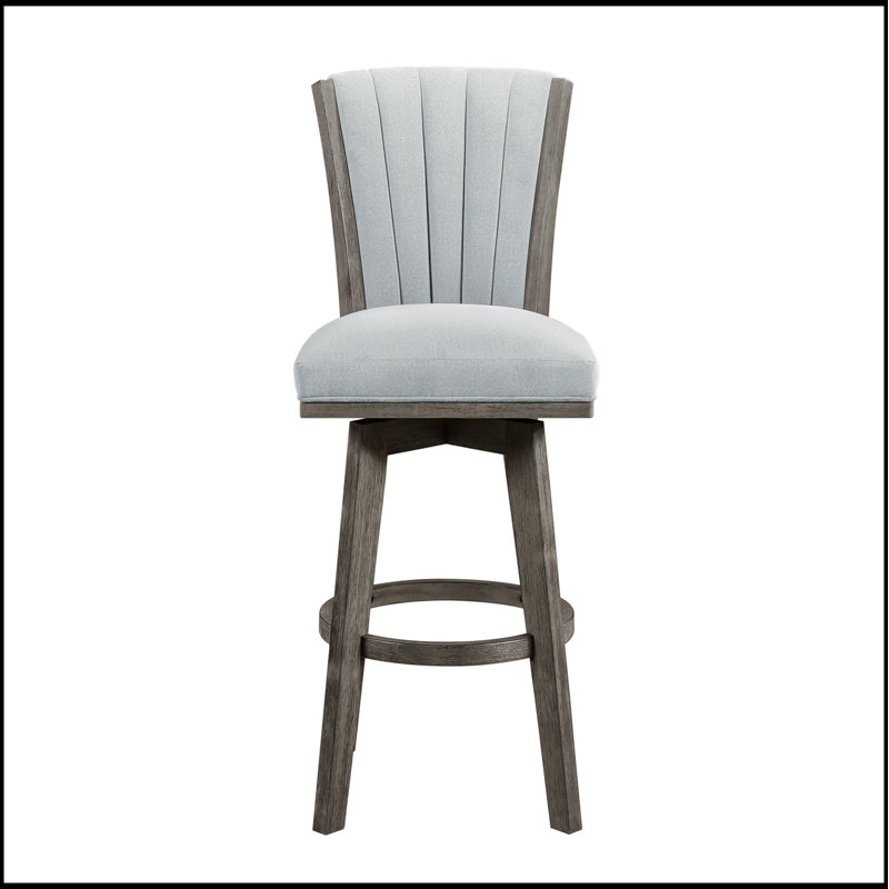 Set of 2 Swivel Pub Height Chairs with Tufted Upholstered Seat and Solid Wood Frame for Durable, Comfortable Dining Support