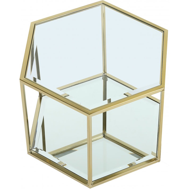 Sei Floor Shelf Coffee Table with Storage, Gold
