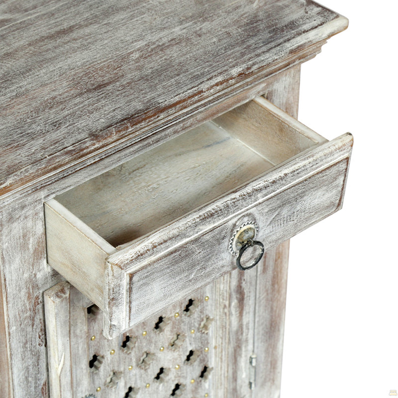 Table de chevet en bois avec 1 tiroir et 1 porte