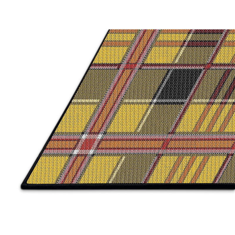 Tapis vert/orange à motifs, Rectangle 3 pi x 5 pi