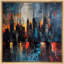 «Moody Abstract City Buildings Reflection Dark Modern Art», reproduction d'art sur toile encadrée-107907202-107907201