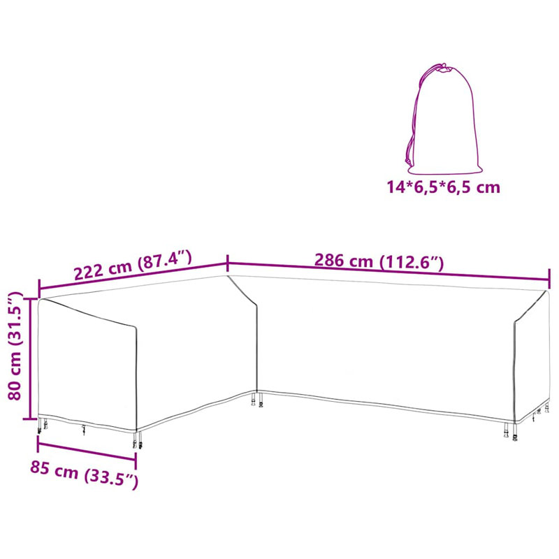 286cm Outdoor Patio Sectional Cover