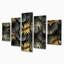 «Black and Gold Tropical Leaves II», ensemble de 5 impressions sur toile tendue