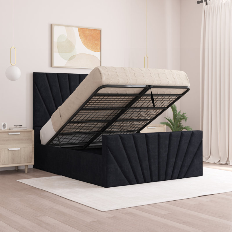 Odolo Upholstered Ottoman Storage Bed, Black, Super King (6')